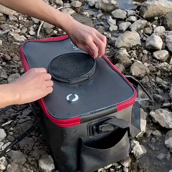 Collapsible Fishing Bucket with Lid Multifunctional Folding Water Container  for