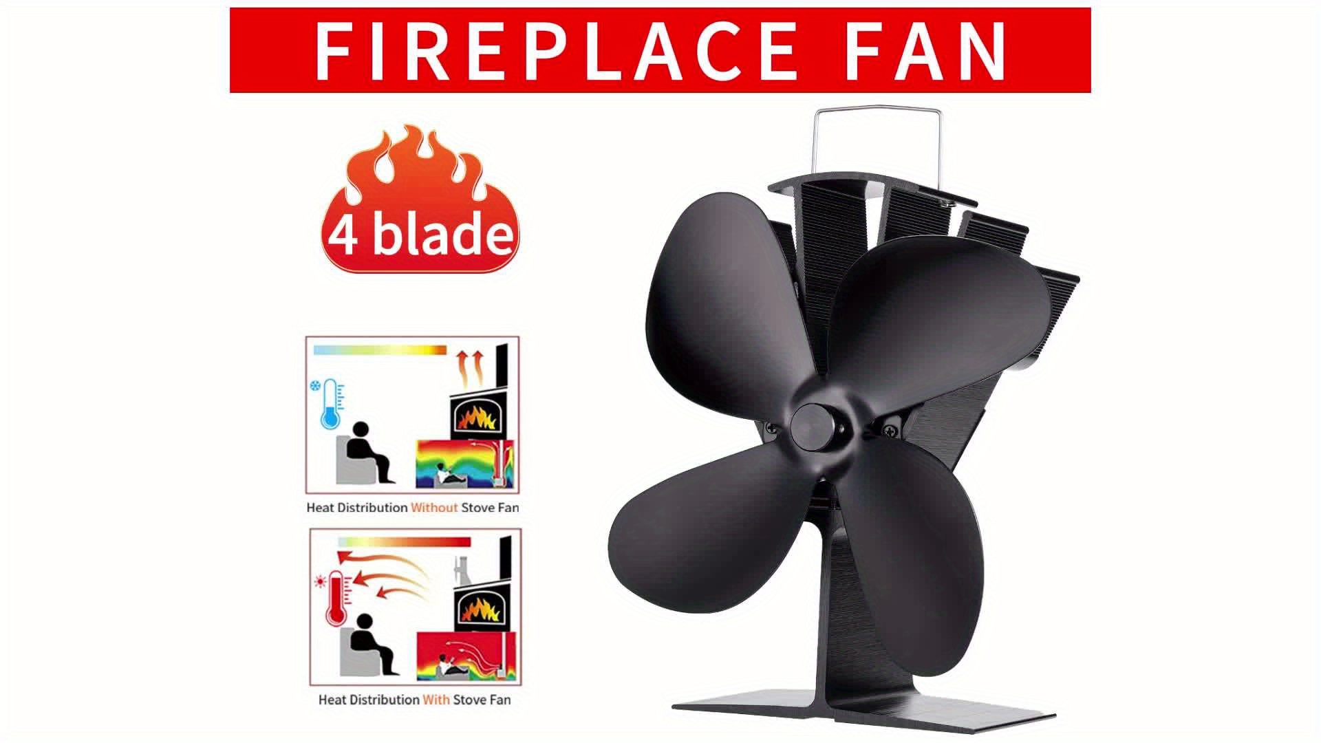 COMBIUBIU Heat Powered Wood Stove Fan with Dual Power Generation Chip,  Upgrade Designed Silent Operation Large Size 4-Blades Fireplace Fan for