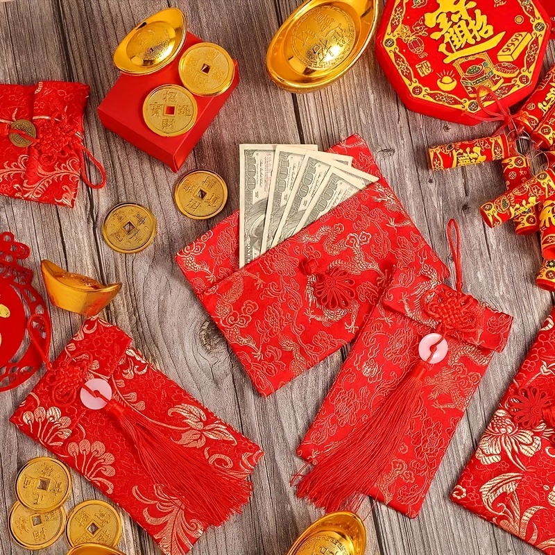 12 Pcs Chinese Red Envelopes,Thank You Cards,Cash Envelopes,Lucky Money Gift Envelopes Red Packet for Spring Festival,New Year,Birthday,Wedding,Baby