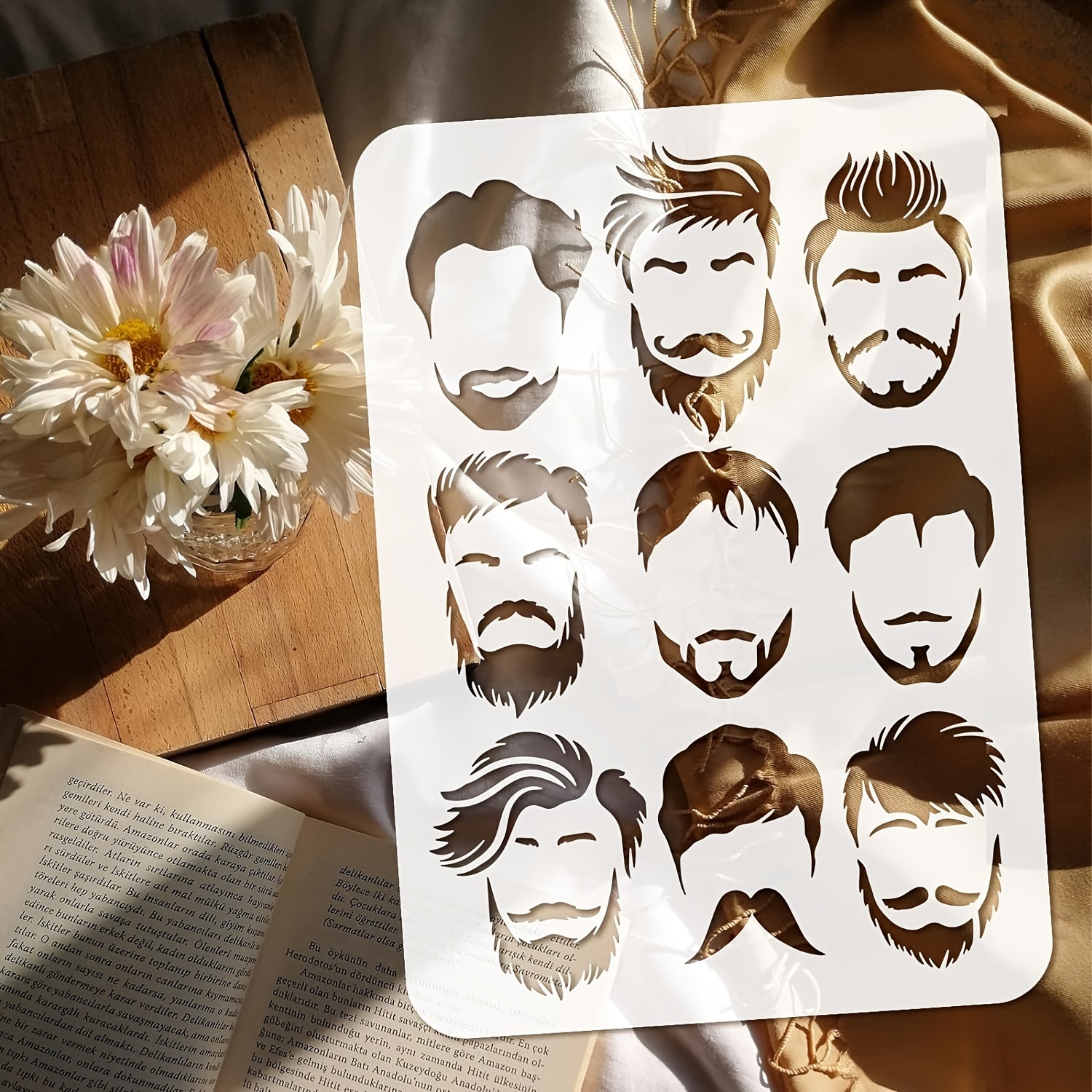 1Pc Männer Bart Gestaltung Styling Vorlage Bart Schablone Kämme Haarbürste  für Männer Rasieren Werkzeuge Schnurrbart Trimmen Werkzeuge Salon Schönheit