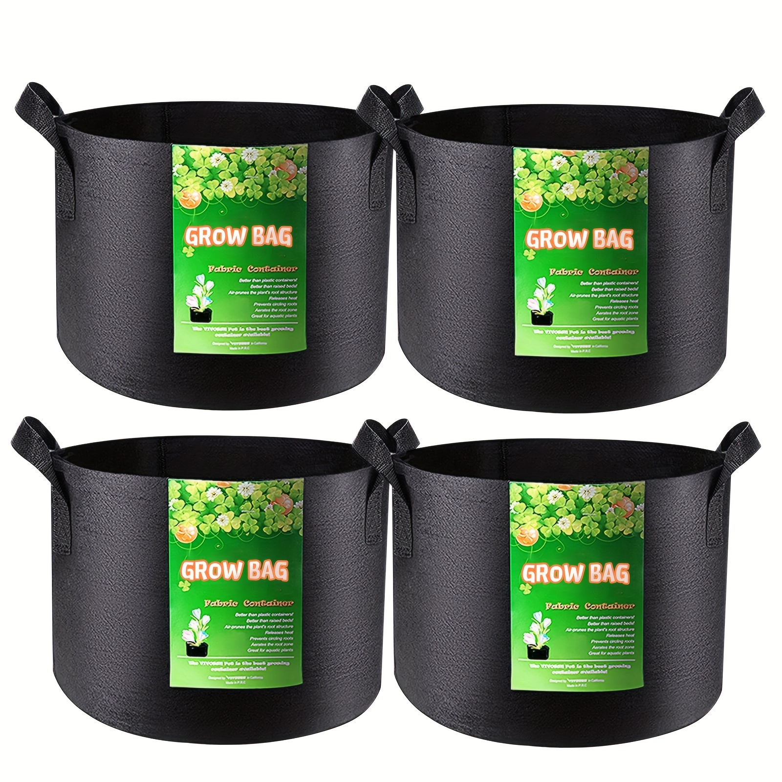 VIVOSUN 5-Pack 25 Gallon Grow Bags Heavy Duty Nonwoven Fabric Pots w/  Handles