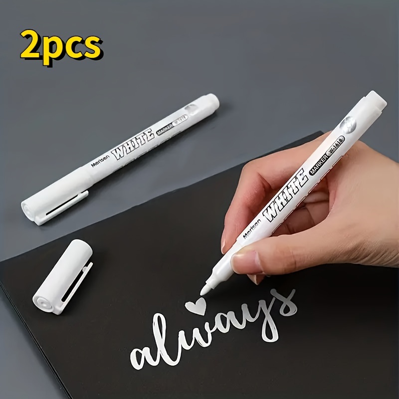 White Marker White Paint Pen White Fabric Marker White Acrylic Paint Pen  2pcs White Marker 0.7MM Highlight Embellishment Odor Free Opaque Quick  Drying Waterproof Lasting White 