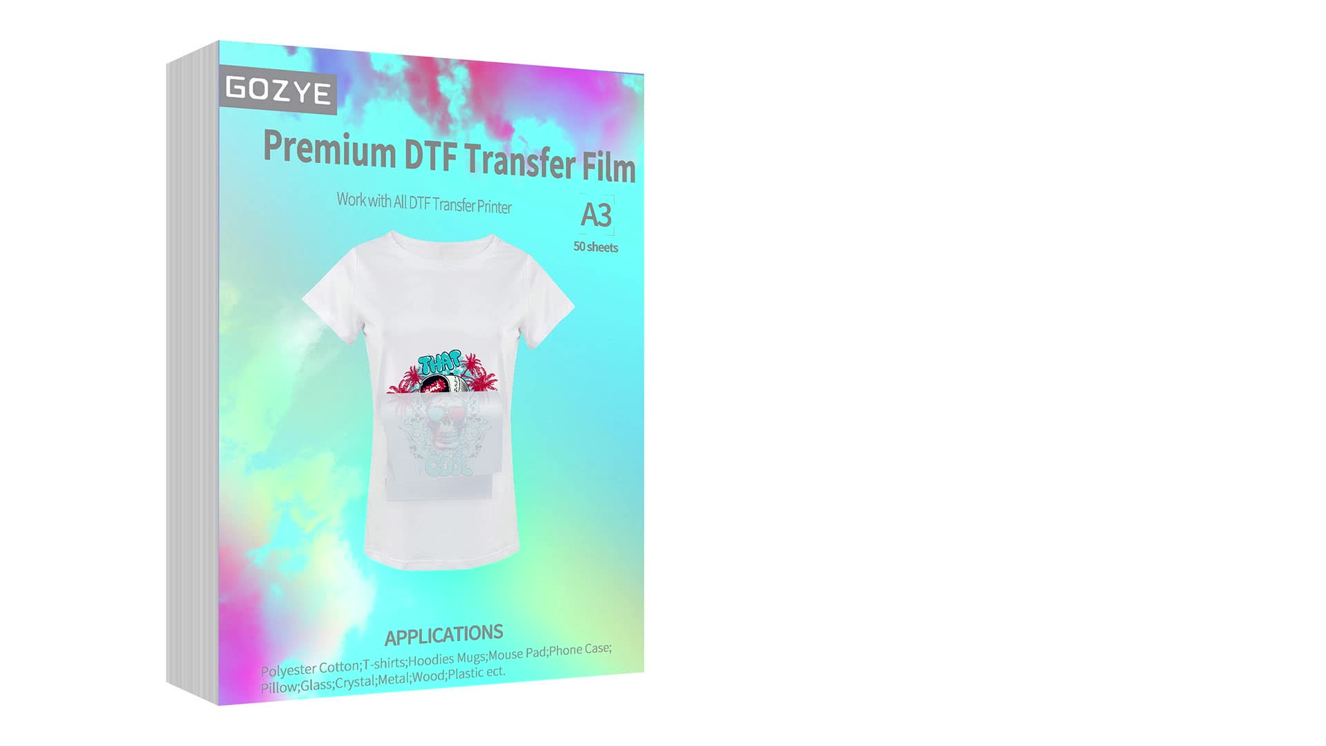  GOZYE Premium DTF Transfer Film - 100 Sheets A3 Matte PET Heat  Transfer Paper for Direct-to-Film Printing on T-Shirts Textile- Size: A3  (11.7 x 16.5)