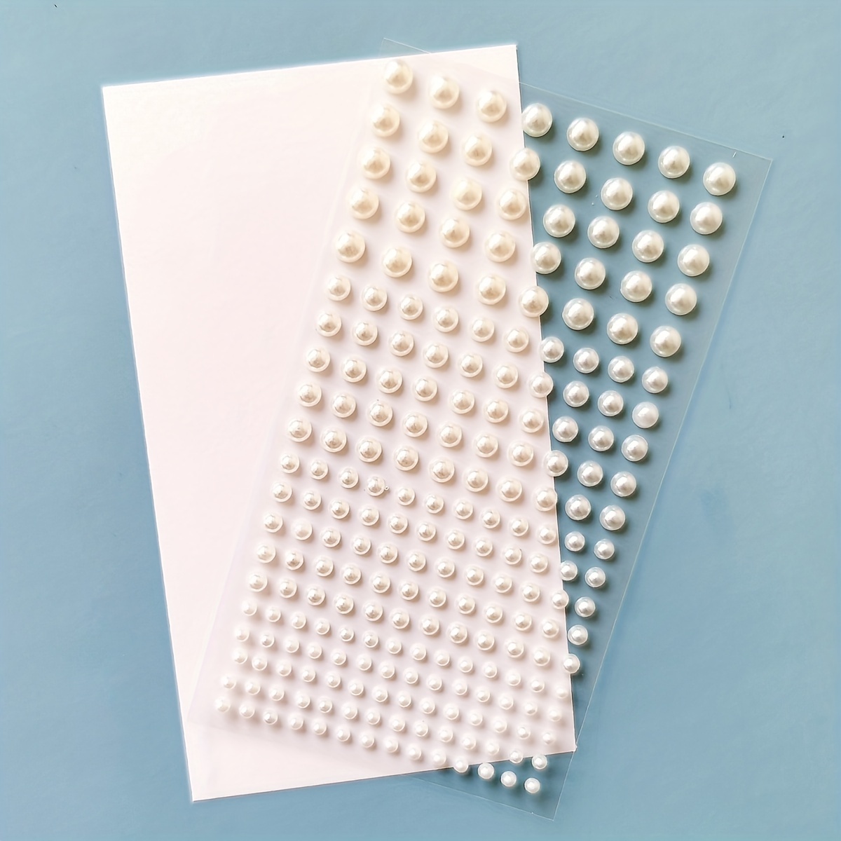 7 Sizes Self Adhesive White AB Hair Pearl Stickers, 2032 Pieces