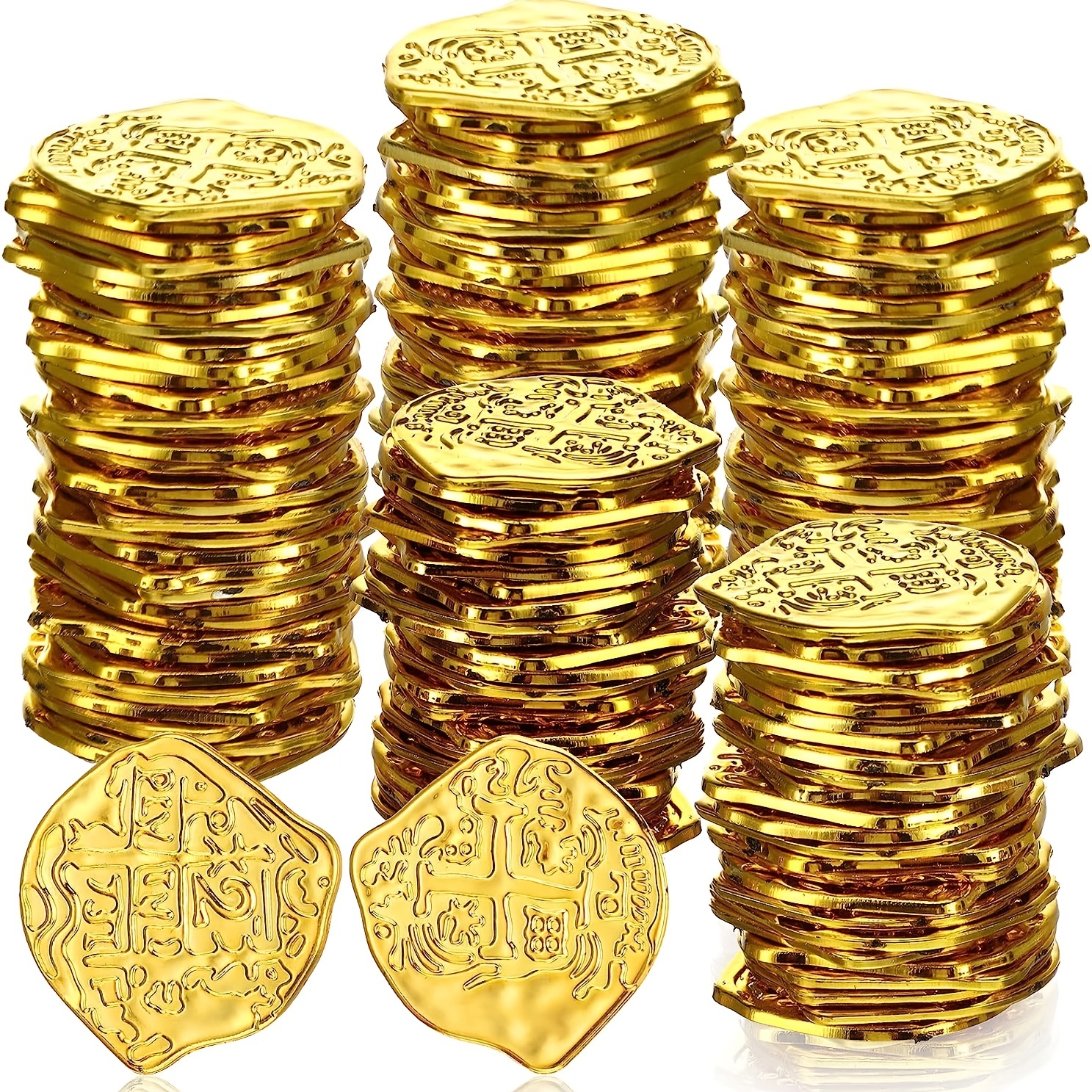 600 Pcs Pirate Gold Coins Plastic Treasure Coins Play Toy Coins Fake St.  Patricks Coin for Pirate Party Favors Supplies Treasure Hunt Game Teachers