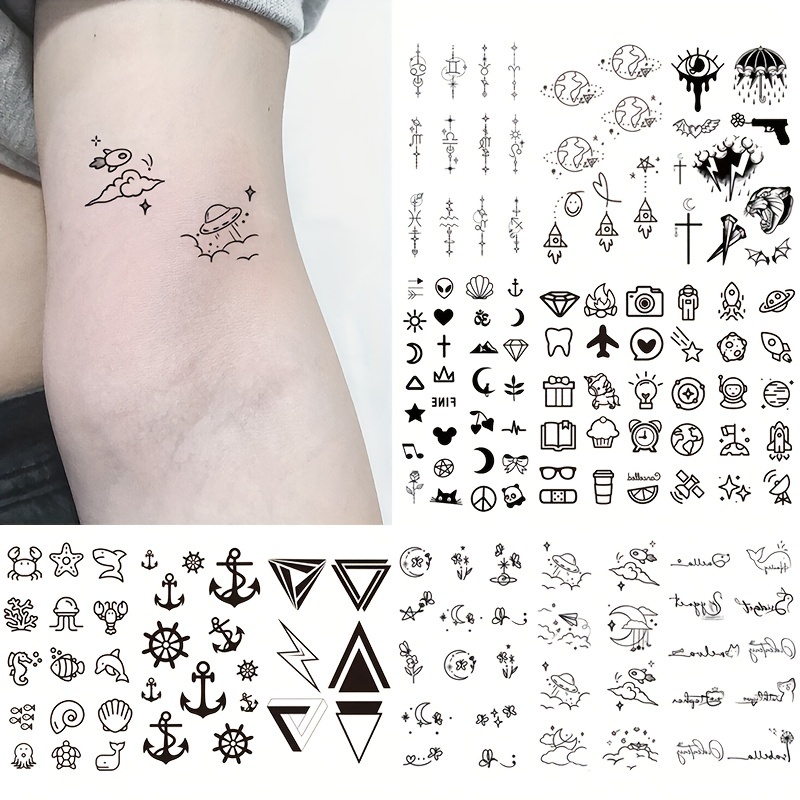 12 Adesivi Per Tatuaggi Temporanei Personalizzati Con Simboli Geometrici E  Totem Neri E Bianchi, Sia Uomini Che Donne Possono Utilizzarli, I Tatuaggi  Personalizzati Possono Essere Applicati Su Varie Parti Del Corpo, Braccia