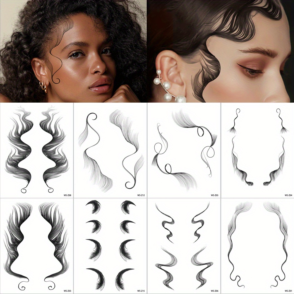 Popular Baby Hair Tattoo Stickers, 1PCS Temporary Baby Hair Tattoo Baby  Hair Edge Tattoo Salon DIY Hairstyling Hair Tattooing Template Hair  Stickers