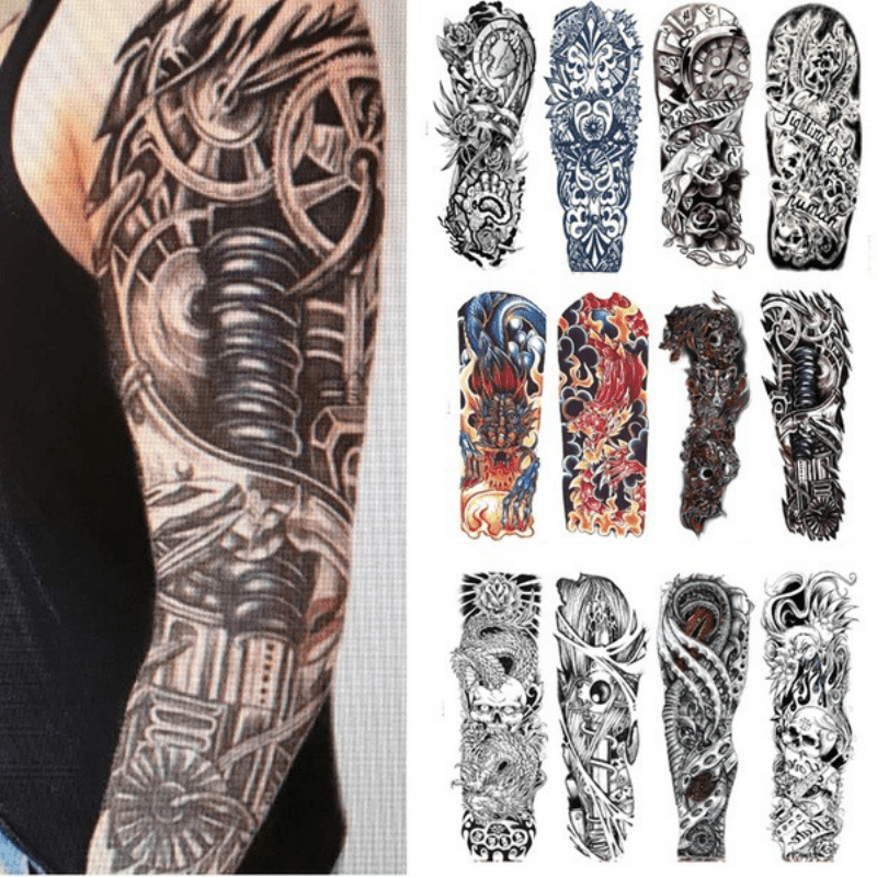 biomechanical sleeve tattoo drawing