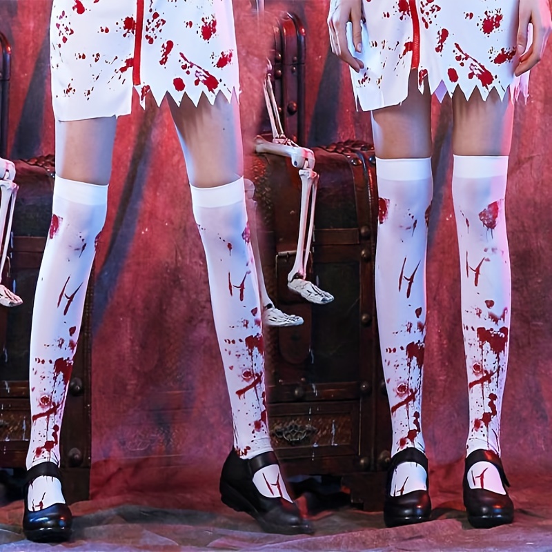 Bloody Leggings, Blood Splattered Stained Dripping Halloween Costume Outfit  Bottoms Pants Tights, Vampire Cosplay Gothic Goth Horror Nurse 