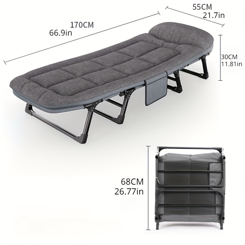 TEMU 점심 휴식용 접이식 침대, 야외 캠핑 휴대용 접이식 침대, 보강 초극박 싱글 침대, 간편 휴대용 사무실 낮잠 3월 침대, 다기능 눕는 의자|접이식침대|간이침대