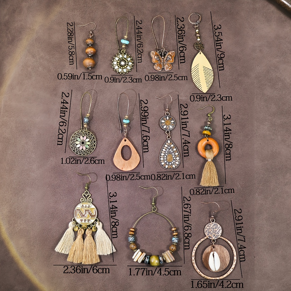 10 Paia di Orecchini Pendenti Vintage BohéMien Set Orecchini