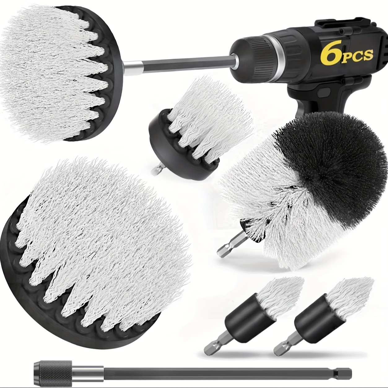 

6pcs -use Set For - Bristle Brushes For , Boats, Carpets, , , & Bathroom - Kit Attachments, No Needed