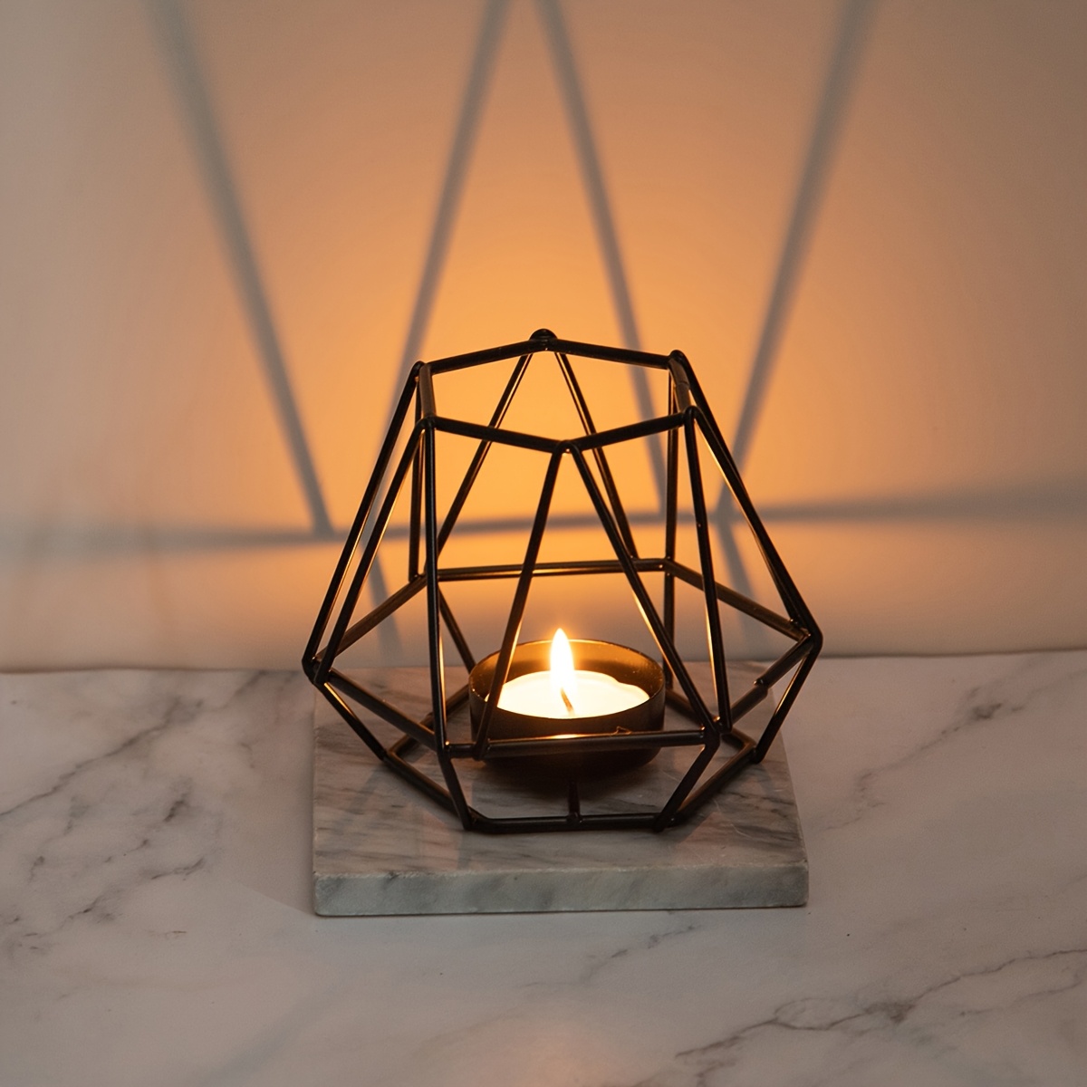 Image of 1pc Of Geometric Candle Holder, Metal Candle Holder, Wedding Decoration Candle Holder, Artistic Candle Holder, Home Decor, Suitable For Gatherings, Parties, And Everyday Use