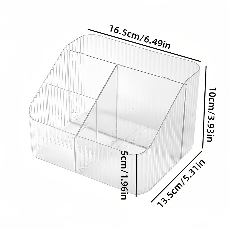 TEMU 1 Light Luxury Vertical Stripe Transparent Cosmetic Storage Box, Multi-compartment Design, Large Capacity For Storing Toner, Emulsion, Serum,