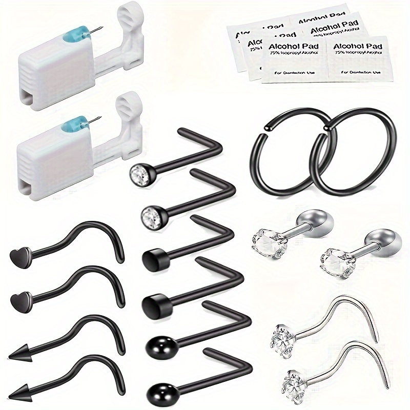 nose ear piercing tool set piercer+ disinfection 304 Temu