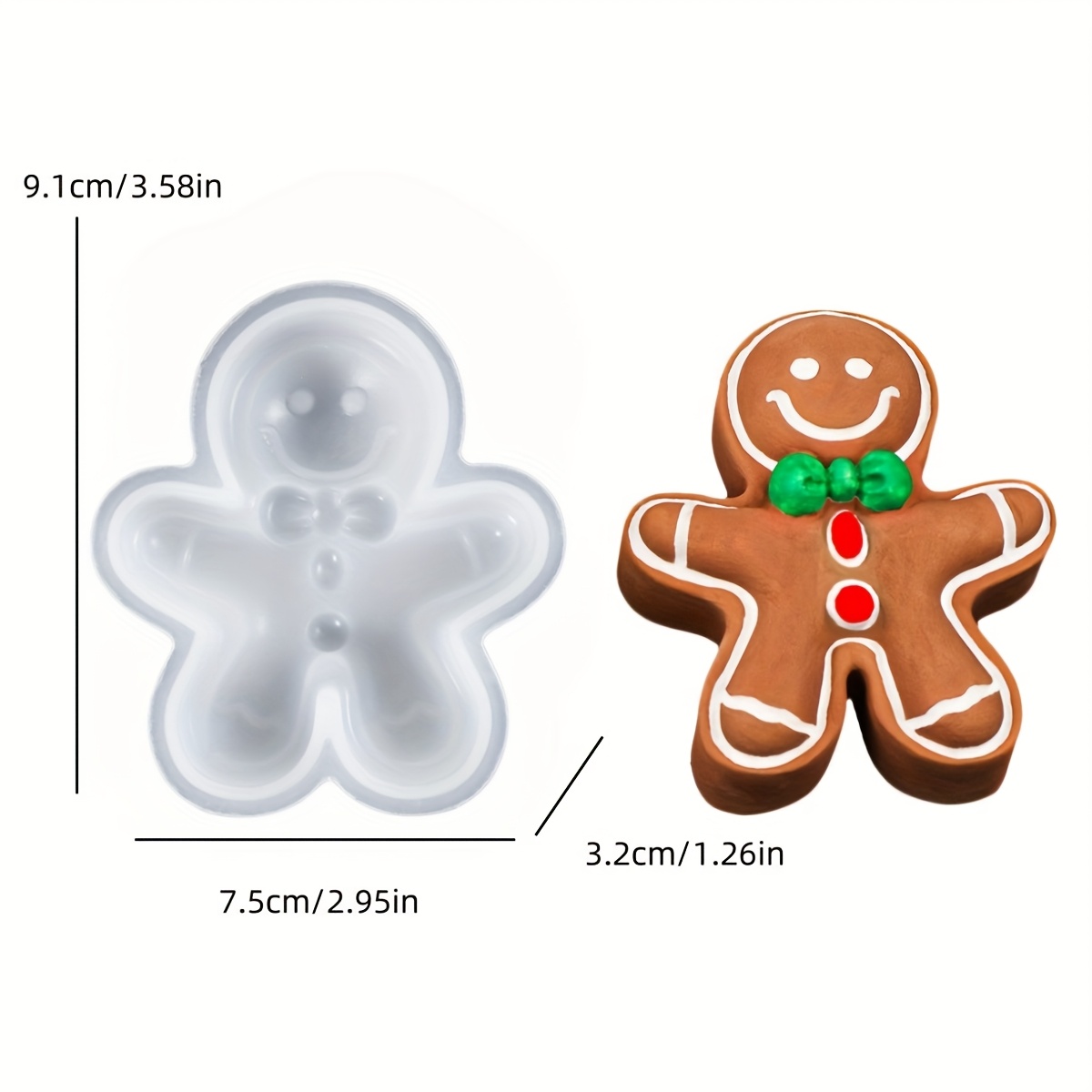 TEMU Gingerbread Man Candle Scented Silicone Mold, Cartoon Face Doll, Melted Wax Mold, Creative Soap Making Mold, Silicone Plaster Art Supplies Mold,