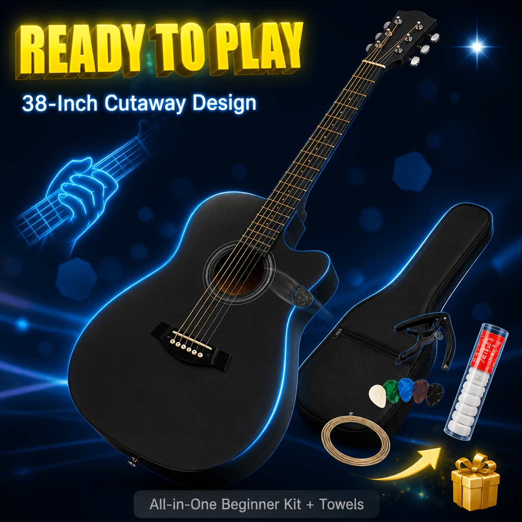 38 Inch Basswood Acoustic Guitar, Portable Size for Easy Carrying,... product image 10