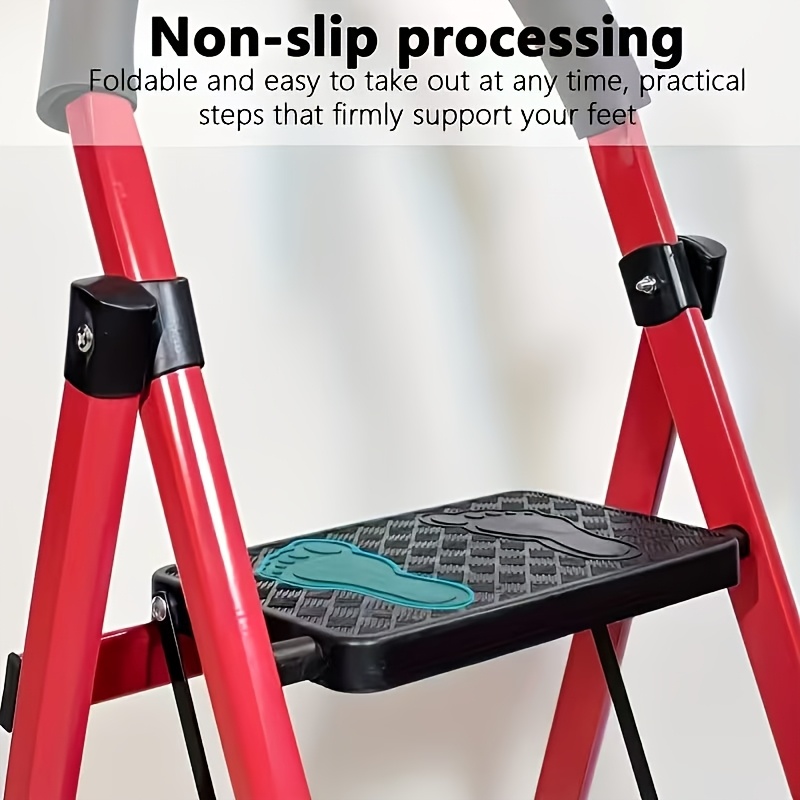 2 3 4   ladder lightweight folding step stool with extra wide anti slip steps 330 lbs capacity compact space saving design for home kitchen details 3