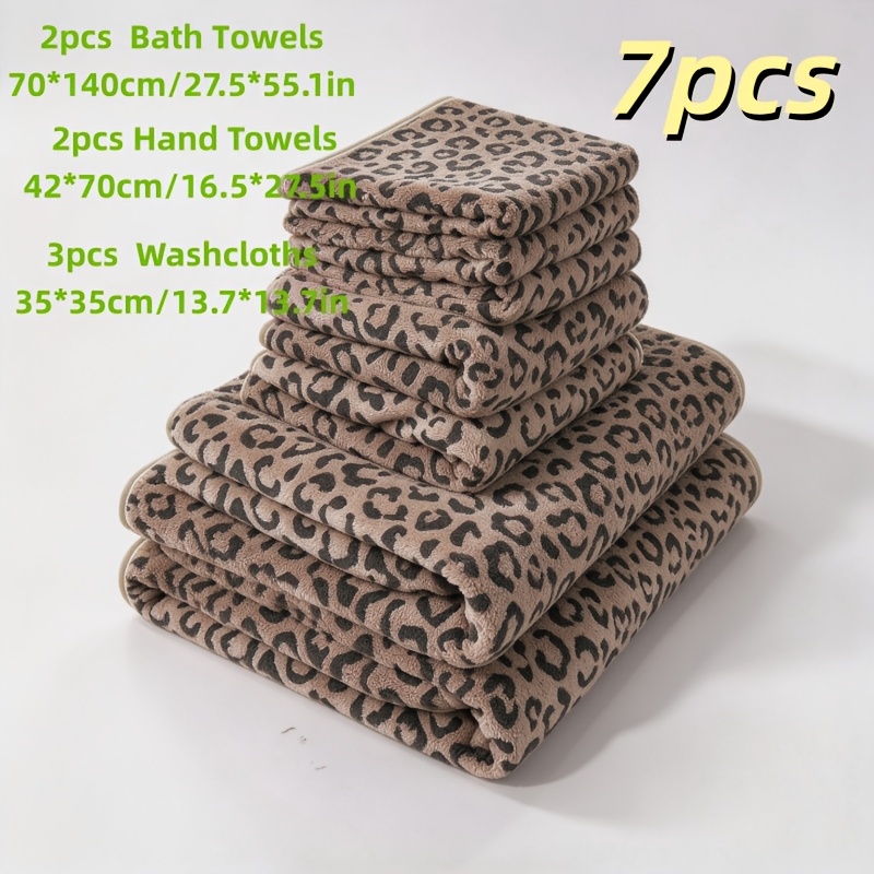 TEMU 7pcs Set: Coral Fleece Bath Towels, Face Towels & Washcloths