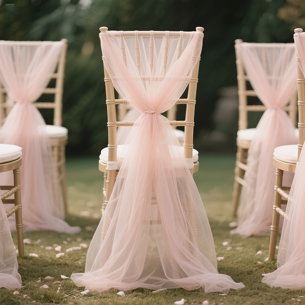E-shop Elegante rosa Tüll-Tischläufer - durchscheinendes Netzstoff mit gerüschten Kanten, für Hochzeiten, Partys und Feierlichkeiten,