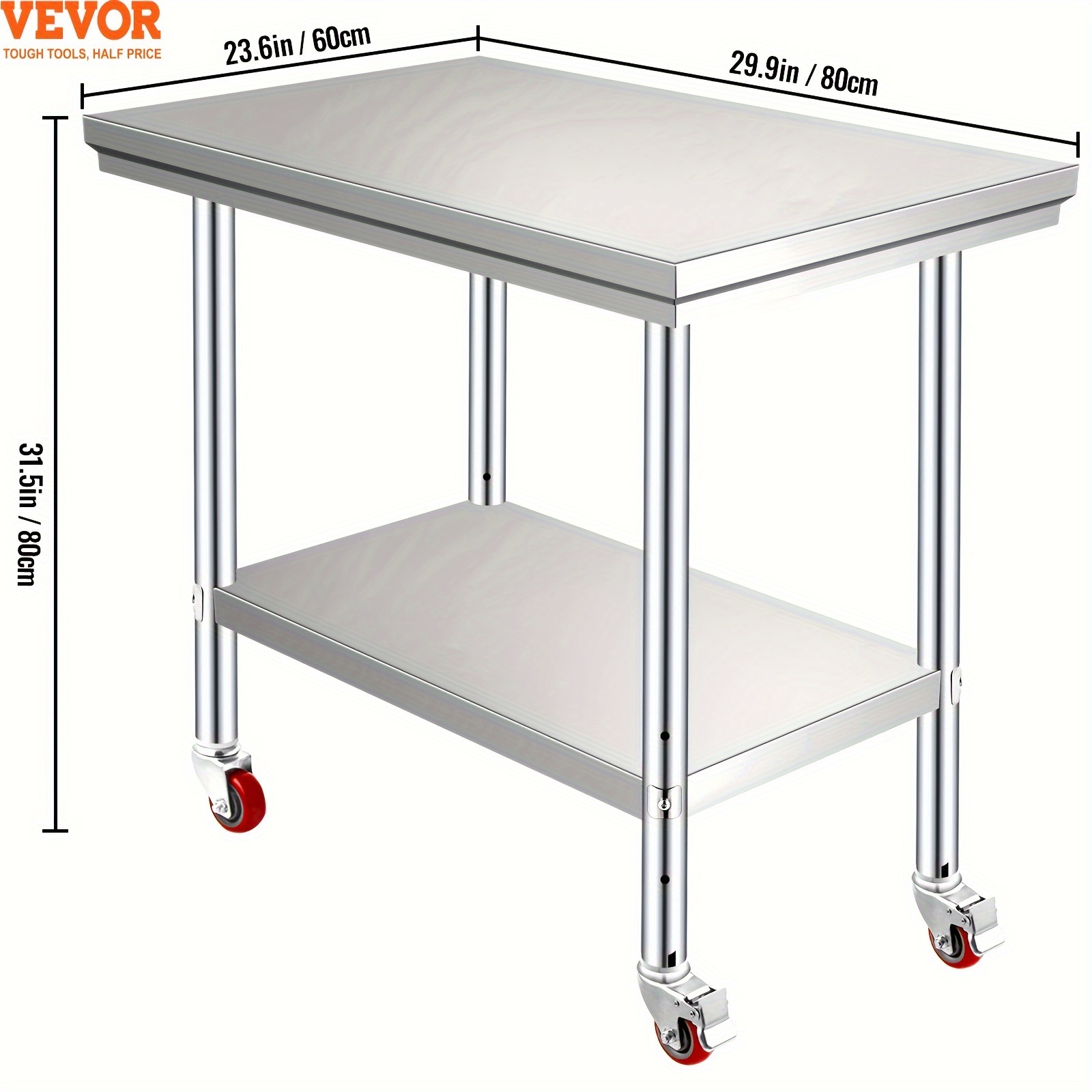 

Mophorn Stainless Steel Work Table With Wheels 24 X 30 X 33.8 Inch Prep Table With 4 Casters Heavy Duty Work Table For Commercial Kitchen Restaurant Business