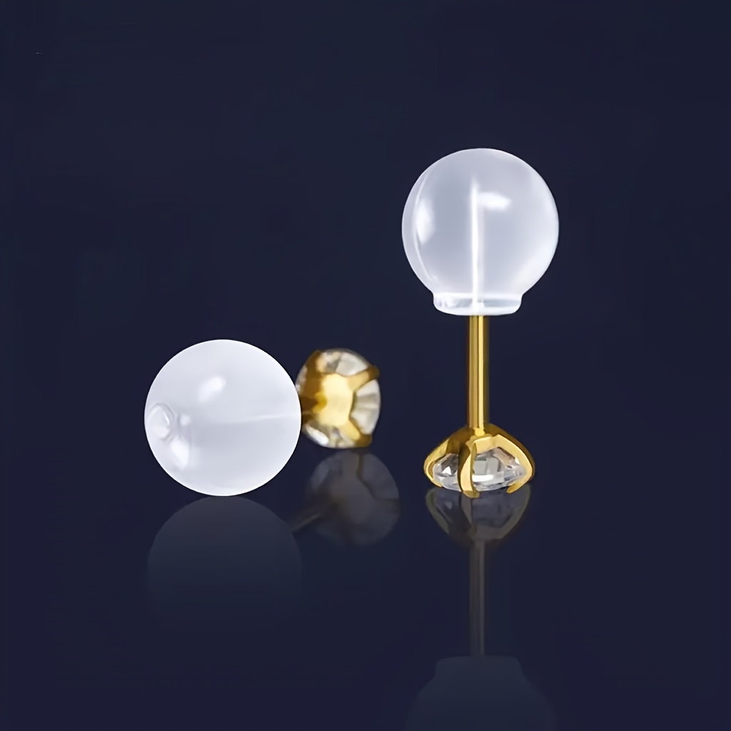 30pcs Comfortable Silicone Ear Stud Backings, Transparent Round Bulb-Shaped Plugs