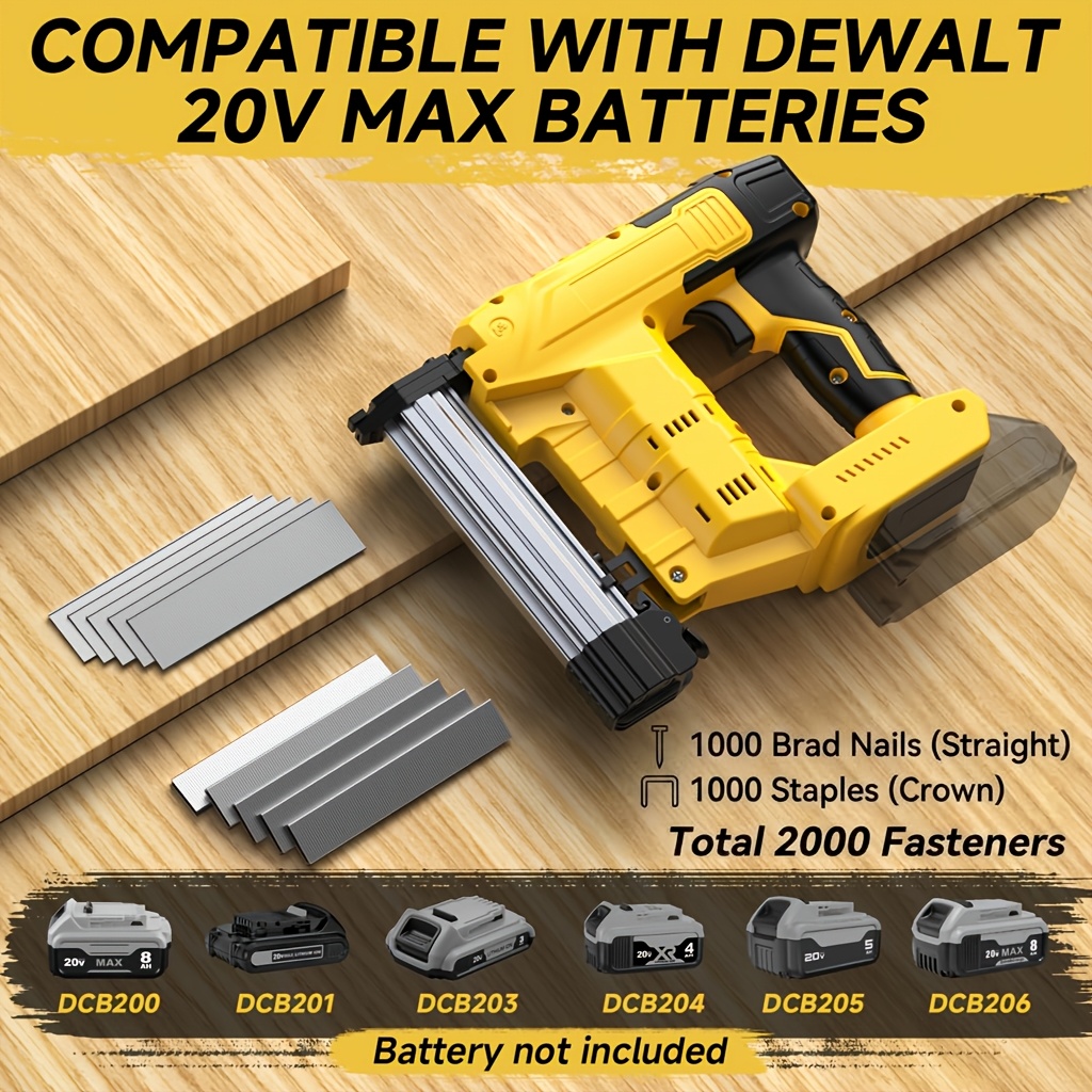 TEMU 2-in-1 Cordless Brad Nailer And Staple Gun, Compatible With 20v Battery (tool ), Brushless, For And Woodworking, Fits Brad Nails (up To 1-1/4")