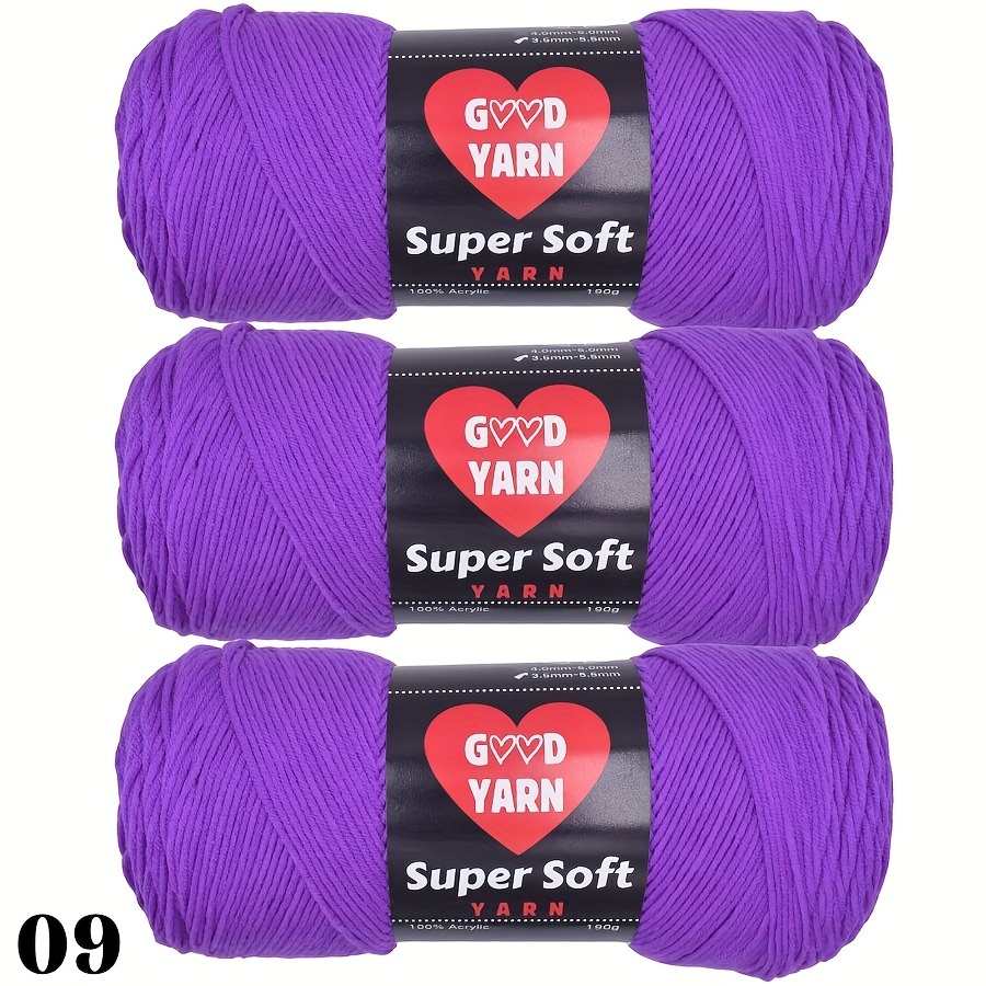 Image of 190g*3pcs Soft & Cozy Multicolored Acrylic Yarn For Crocheting & Knitting - Perfect For Making Your Own Blankets, Clothes, Tote Bags, And Slippers - Mixed Colors, 190g*3pcs, Total 570g, 100% Acrylic