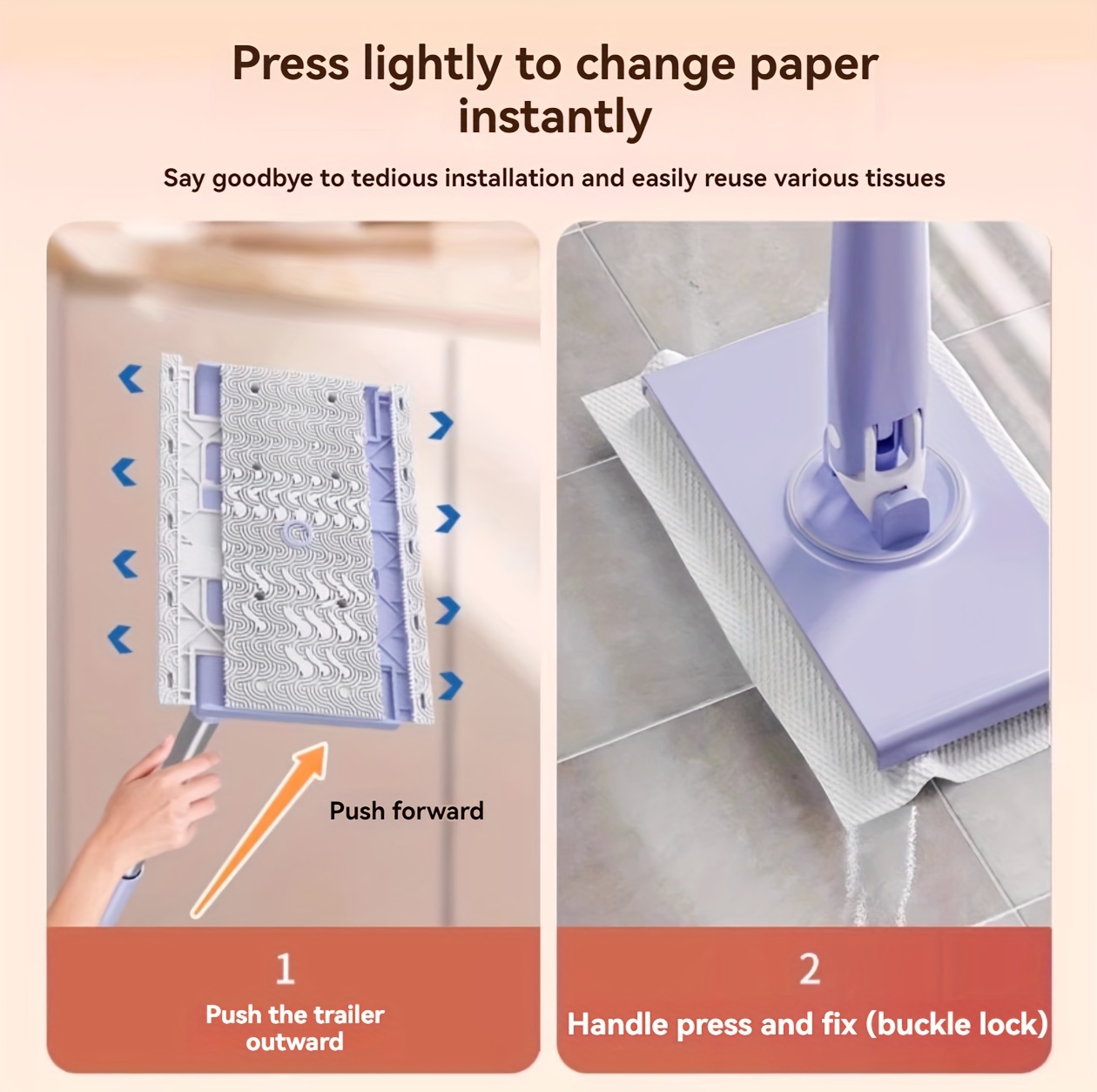 easy to clean disposable dish towel mop replaceable design dry and wet use for kitchen bathroom glass metal handle very suitable for home cleaning details 4