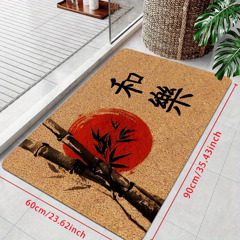 E-shop 1 Bambus-Schatten-Fußmatte im japanischen Stil, rutschfeste und leicht zu reinigende Fußmatte, Flanell, 0,47 Zoll dicke, bequeme Matte, geeignet
