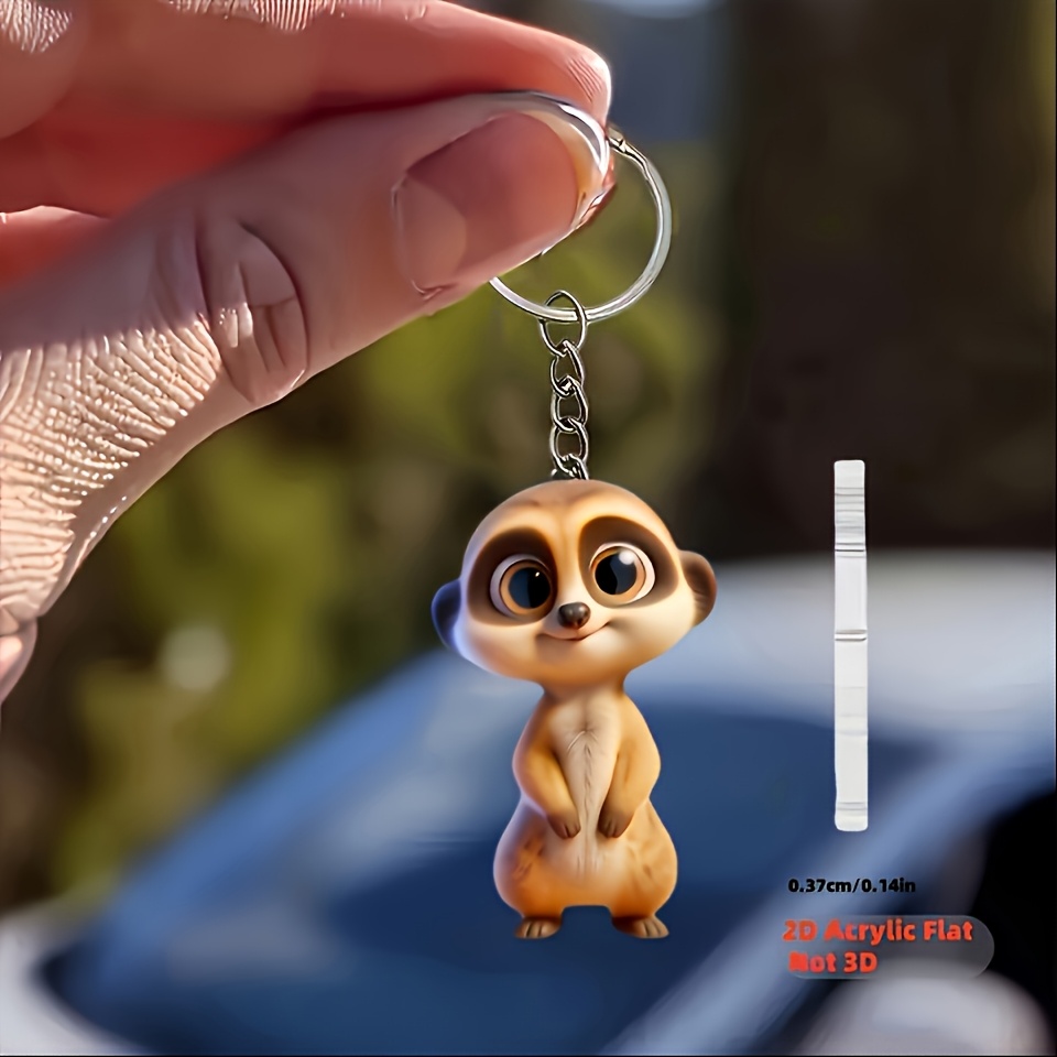 2d Flat Keychain, Key Chain Cute Acrylic Cute Cartoon Animal Design, Suitable For Bags And Car Keys
