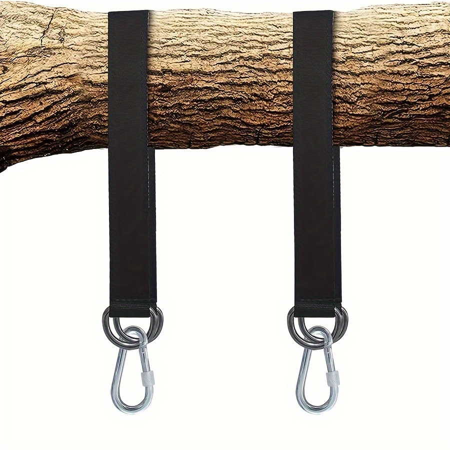 

2-piece Heavy-duty Outdoor Hanging Straps With Stainless Steel Carabiners - Perfect For Swings, Hammocks & More - Easy Install, No Damage To Trees
