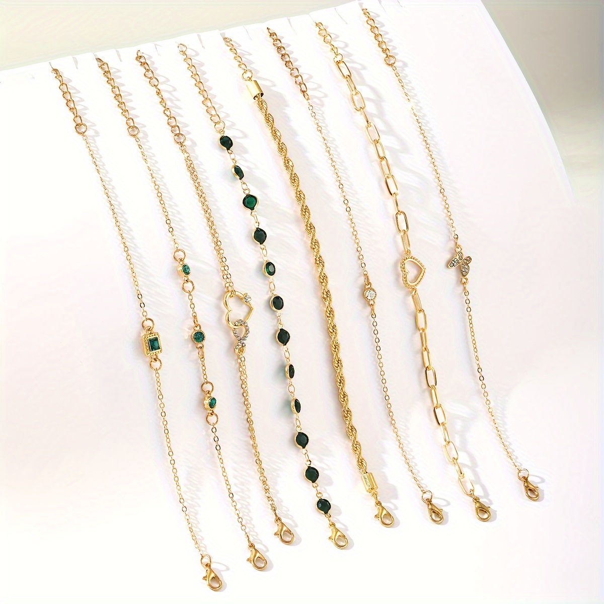 8pcs set elegant ladies fashion bracelet set heart geometric layered jewelry iron with   accents   for daily party wear Product details 2