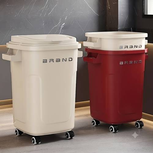 item picture 1pc trash can industrial ultra large capacity paper bin with wheels high end outdoor trash can