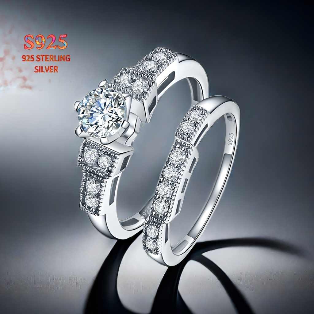 

100% 925 Sterling Silver, Stylish, Shiny Elegant Round Zircon Rings On Men's Valentine Wedding Gifts