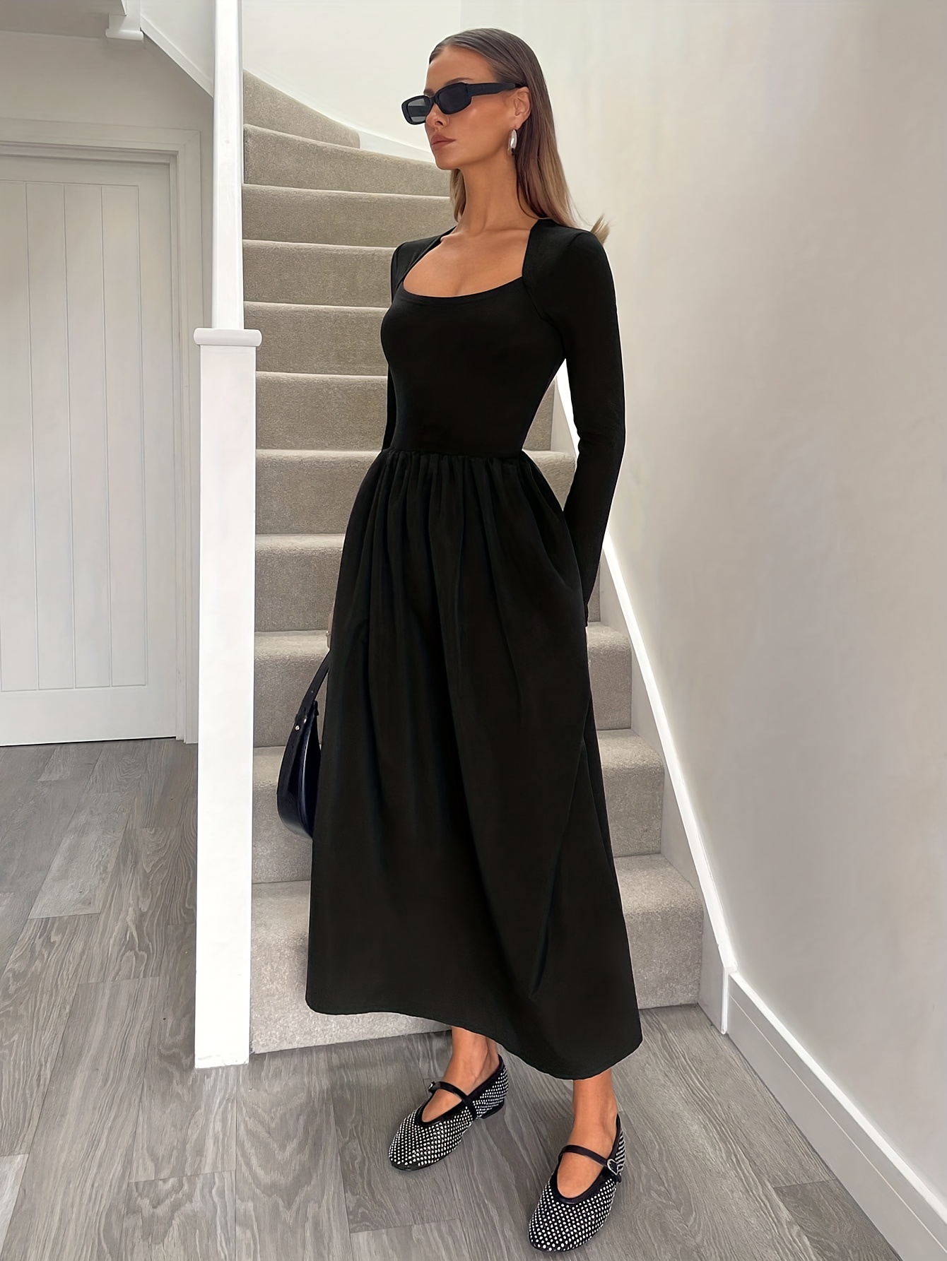 chinese dress ladies Fleece-Lined Hooded Maxi Sweatshirt Dress