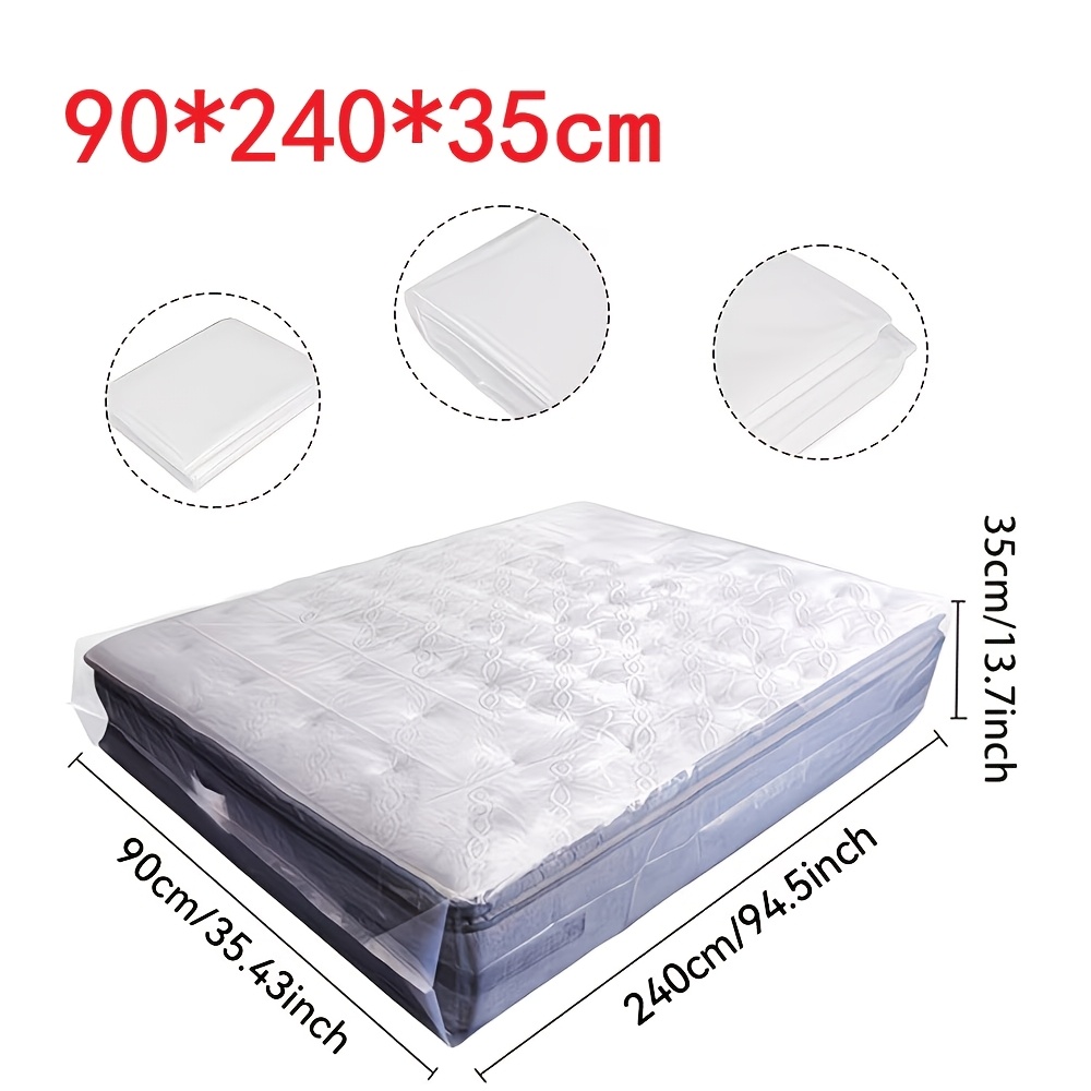 TEMU 1 Durable Mattress Plastic Bag, 0.08mm Thick, Transparent Pe Material, In Sizes 47.24x94.49 Inches / 70.87x94.49 Feet, Ideal For Bedroom Storage