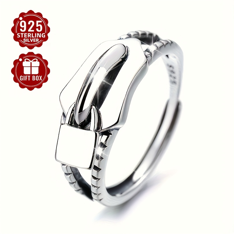 

1pc Bague à fermeture éclair en argent plaqué S925 Vana pour femme, style hip-hop mignon, mode polyvalente, accessoire et de fête, cadeau pour du printemps, convient à toutes les