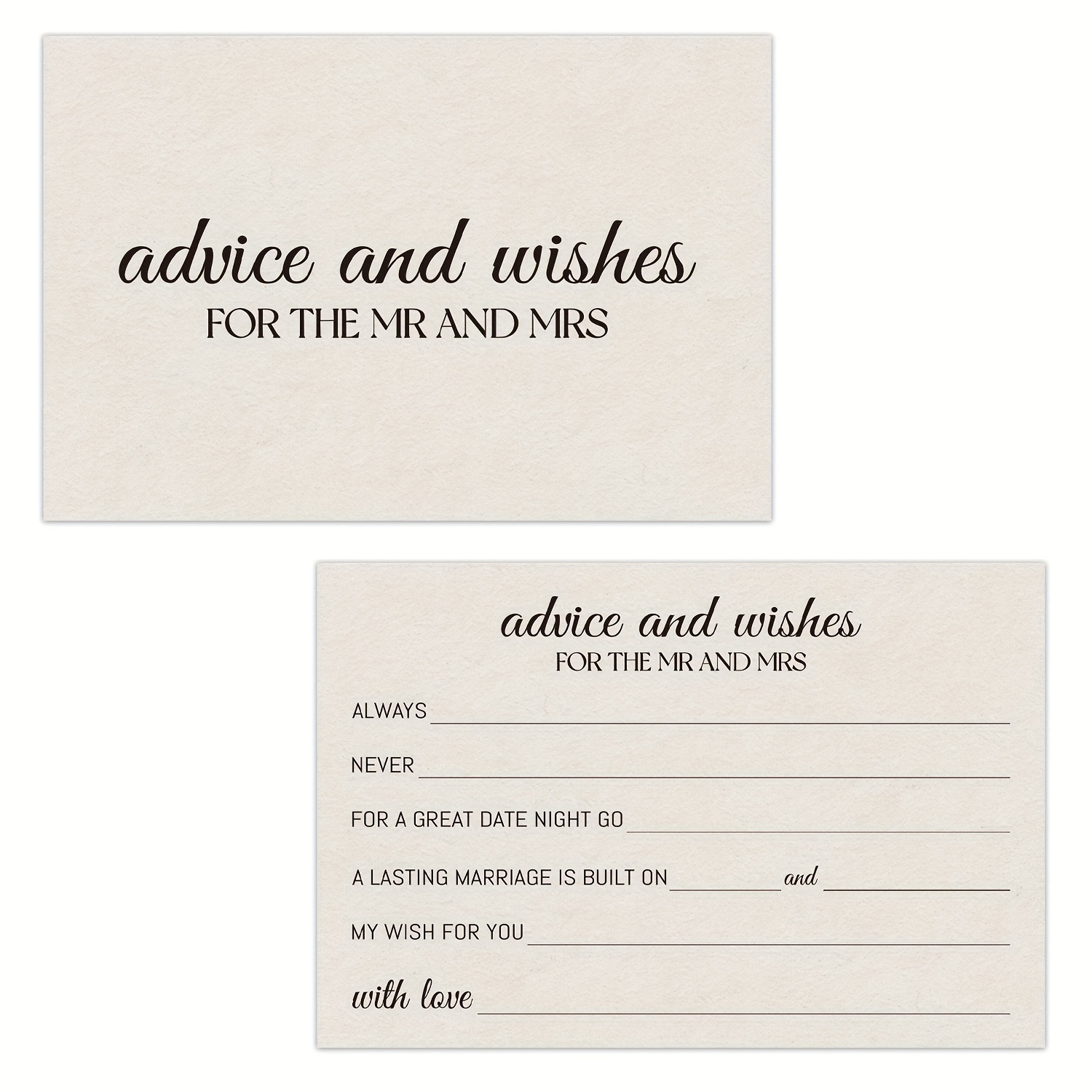 

Advice And Wishes For The Mr And Mrs: Perfect Wedding Reception Decorations Or Bridal Shower Additions - Paper Wedding Cards