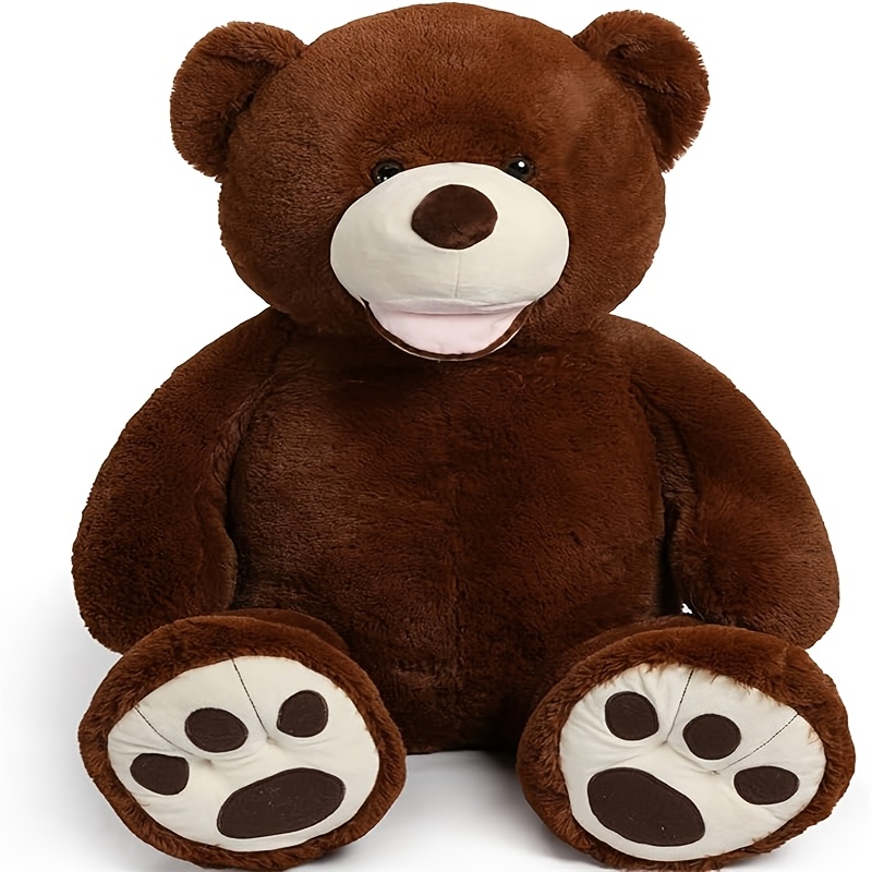 

51" Dark Brown Teddy Bear Plush Toy With Realistic - Soft Polyester, Birthday, Valentine's Day, And Christmas Gifts For , Stuffed Animals