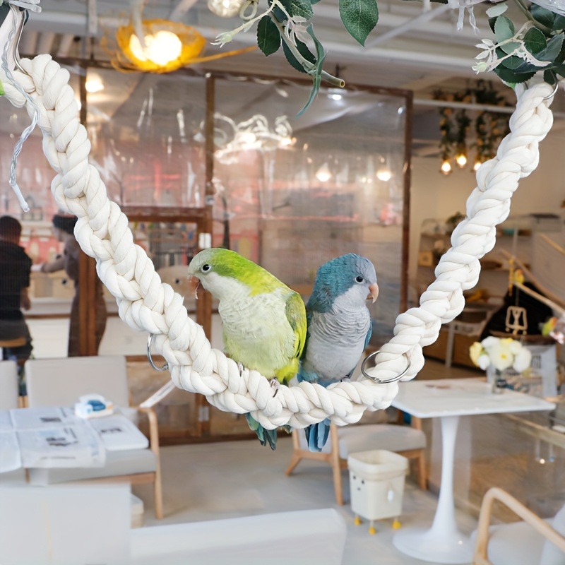 Image of 1pc Pure Hand-woven Rope Swing, Extra Thick And Long Hanging Climbing Rope, Toy, Suitable For Large, Medium And Small Parrots And , Hung In Bird Cages Or Outside, Hung Horizontally Or
