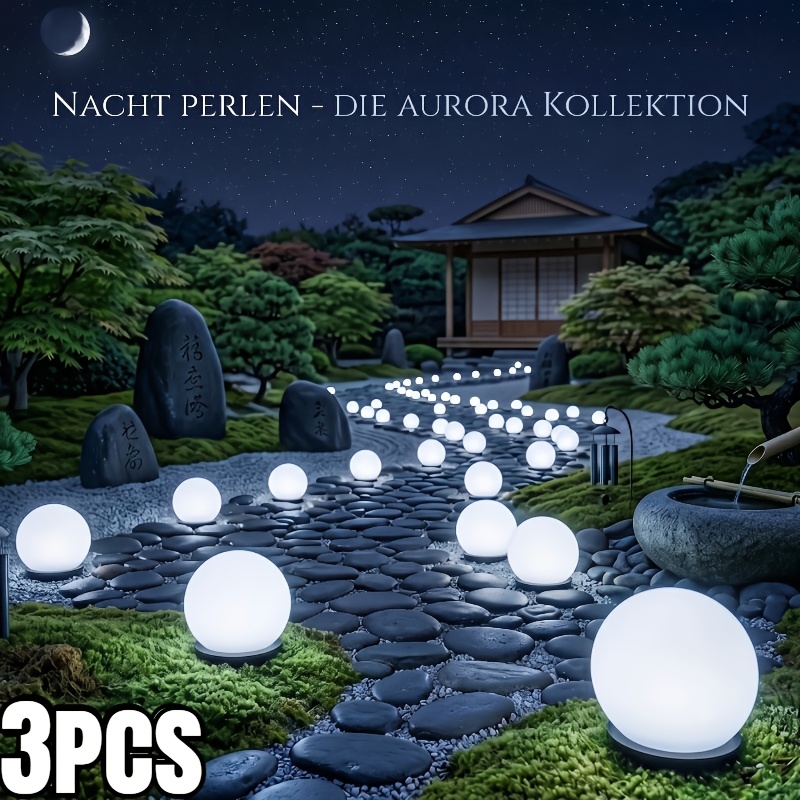 Image of 3pcs Solar Lawn Ball Lights, Outdoor Party Atmosphere Landscape, Festival Celebration Glowing Decorations, Camping Base Aesthetic Lighting, Garden Landscape , Perfectly Integrated .