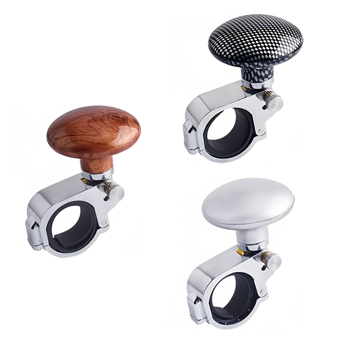 TEMU 3pcs Easy-install Folding Steering Wheel Booster Knob, Wooden Steering Wheel Spinner Knob, Universal Power Handle Spinner For Cars And Trucks, Enhances Vehicle Control, Steering Wheel Accessory