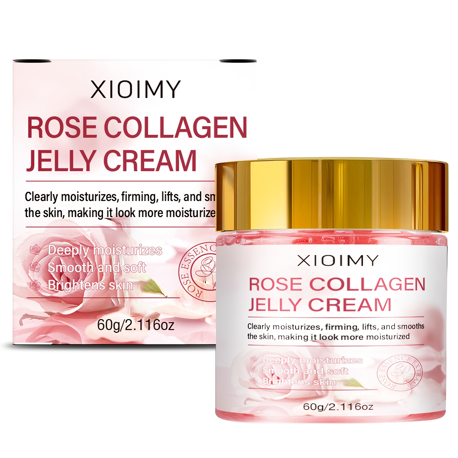 Image of Rose And Collagen Facial Jelly Moisturizing Cream, Moisturizes, , Hydrates, Brightens Facial Skin, Enhances Elasticity, Suitable For Types