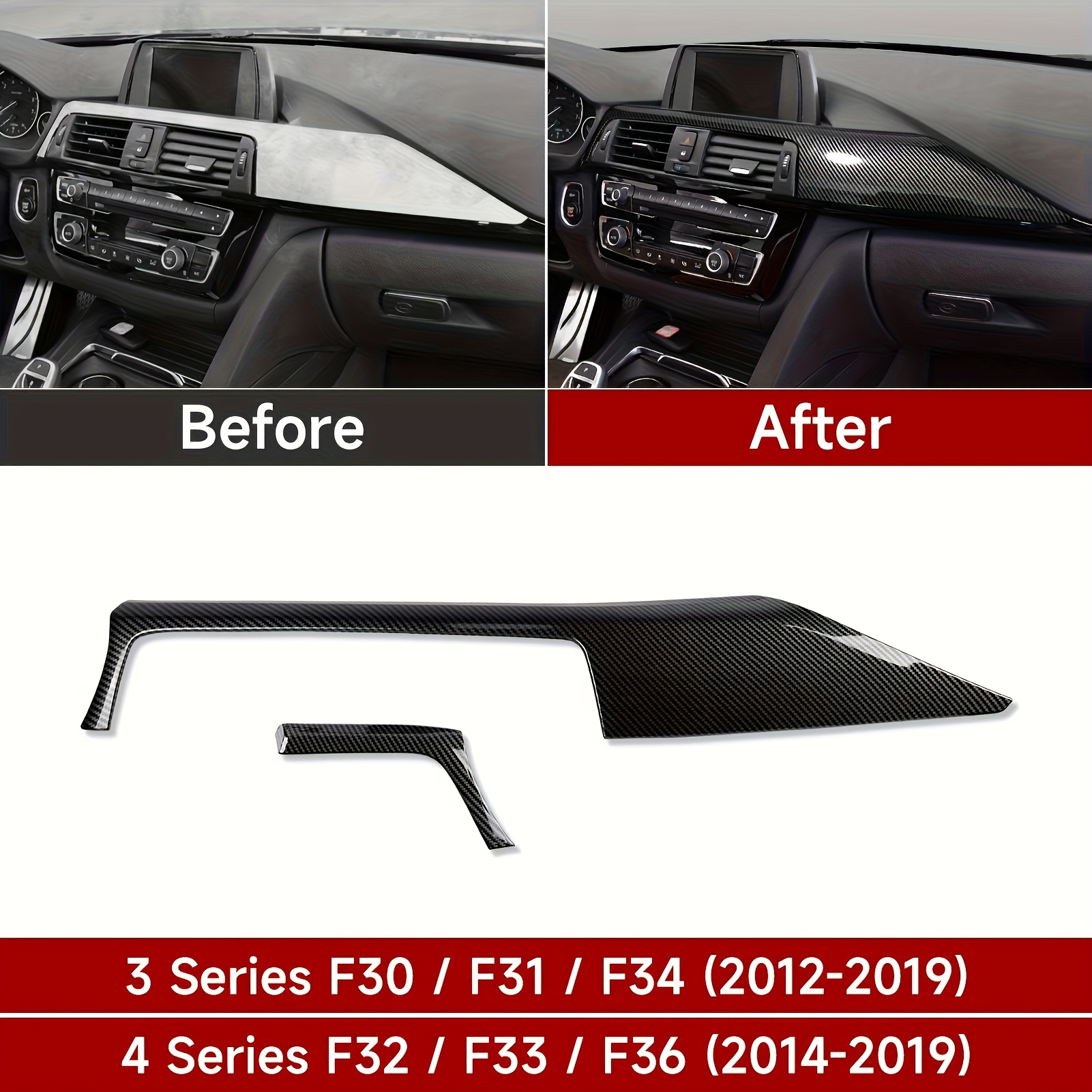 1 Set/2pcs Suitable For F30 F32 F34 Carbon Fiber Abs Dashboard Trim Cover Car Interior Adjustment Accessory - Left Side