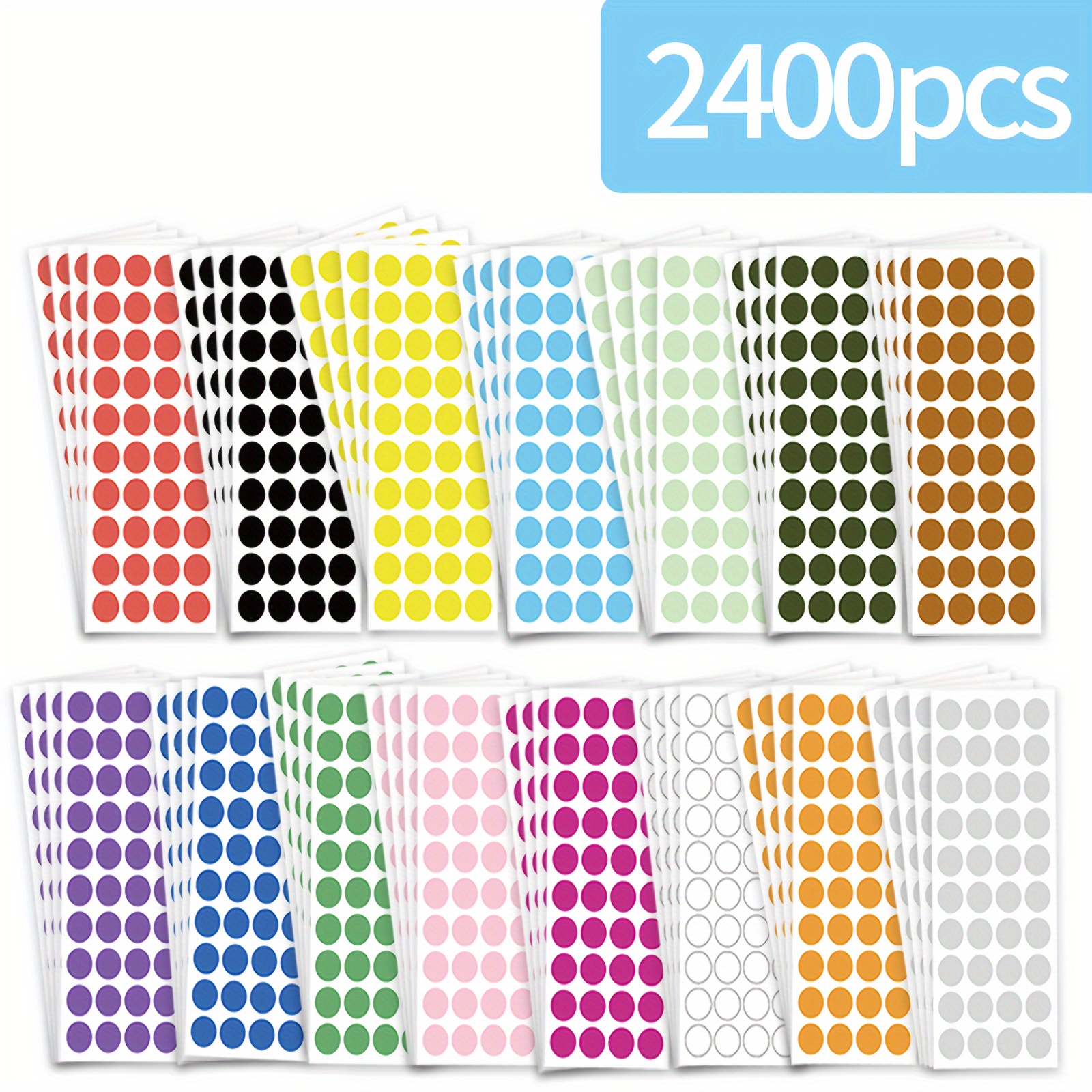 

2400pcs 3/4" Round Color Coding Dot Stickers, Assorted In 15 Vibrant Colors For Home Office And Classroom Organization