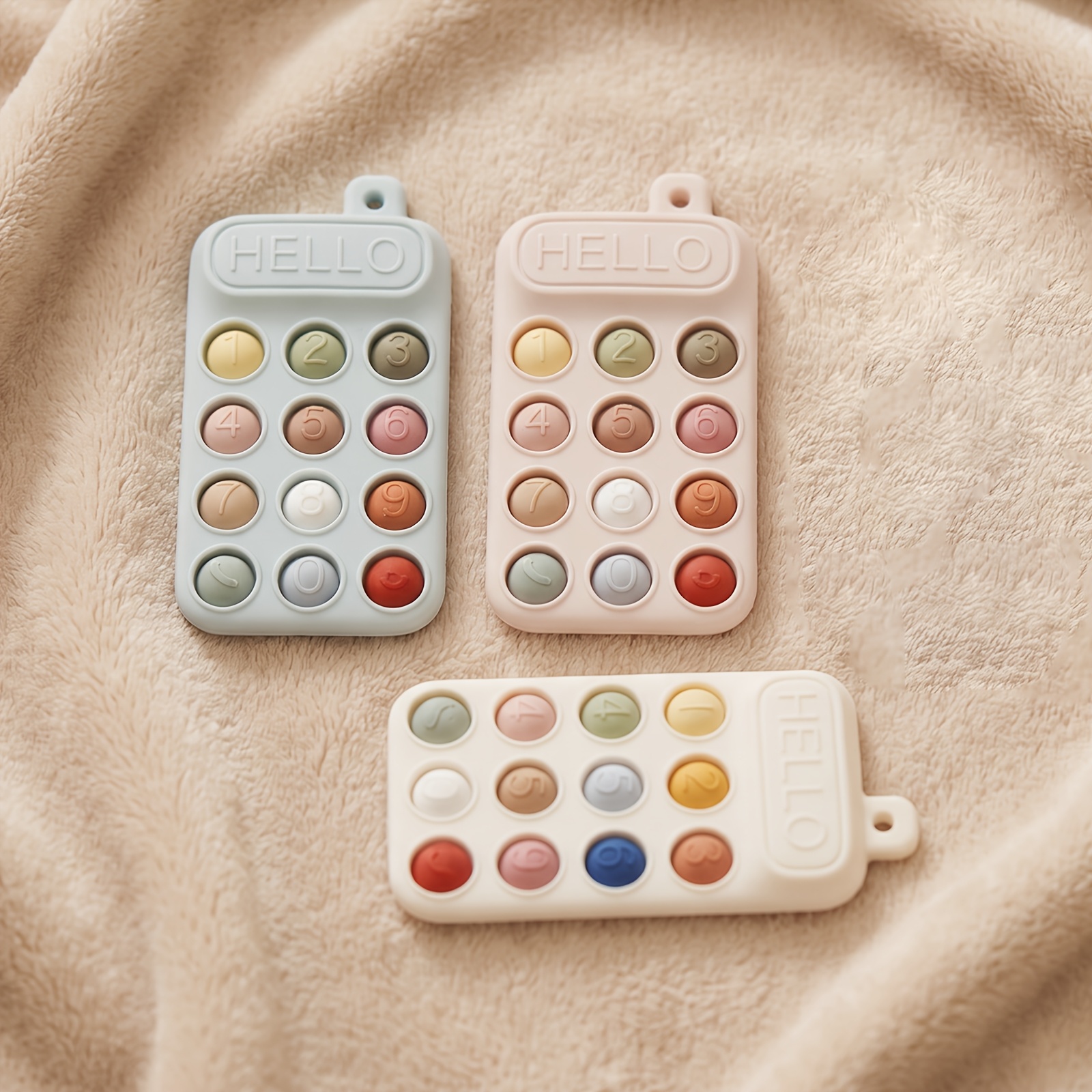 Mordedor infantil con forma de teléfono, juguete de silicona con botones de teléfono para calmar al bebé, juguete para la dentición -tragadura, regalo de Navidad, Halloween y cumpleaños, accesorio de fotografía