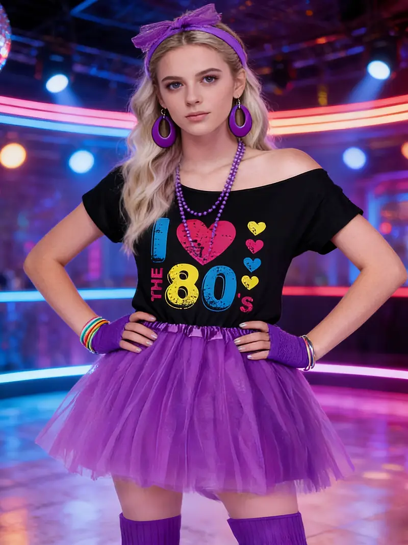 nostalgic 80s themed party outfit set vibrant halloween - Temu Greece nostalgic 80s themed party outfit set vibrant halloween - Temu Greece