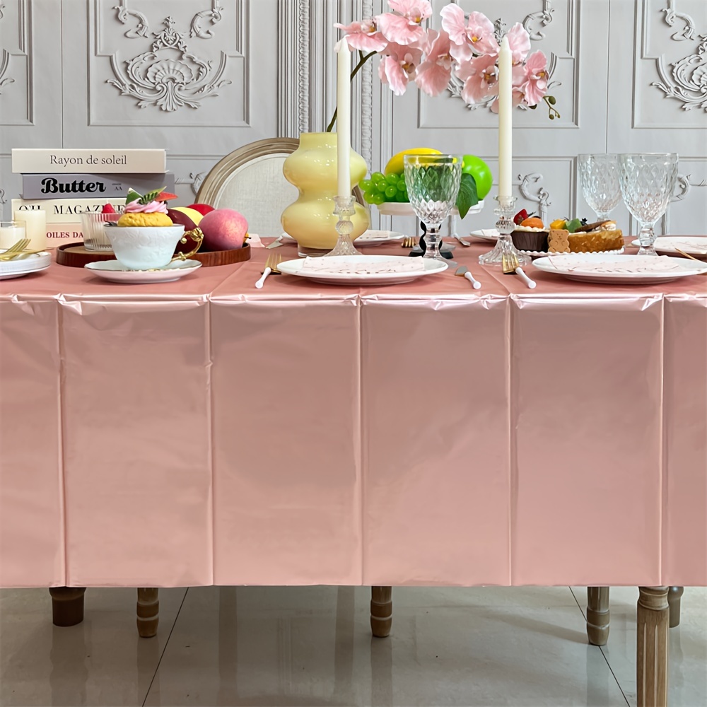 

Rose Gold Party Tablecloth: 54x72 Inch, Waterproof, Oil-resistant, And Durable - Perfect For Weddings, Bridal Showers, Birthdays, And General Parties
