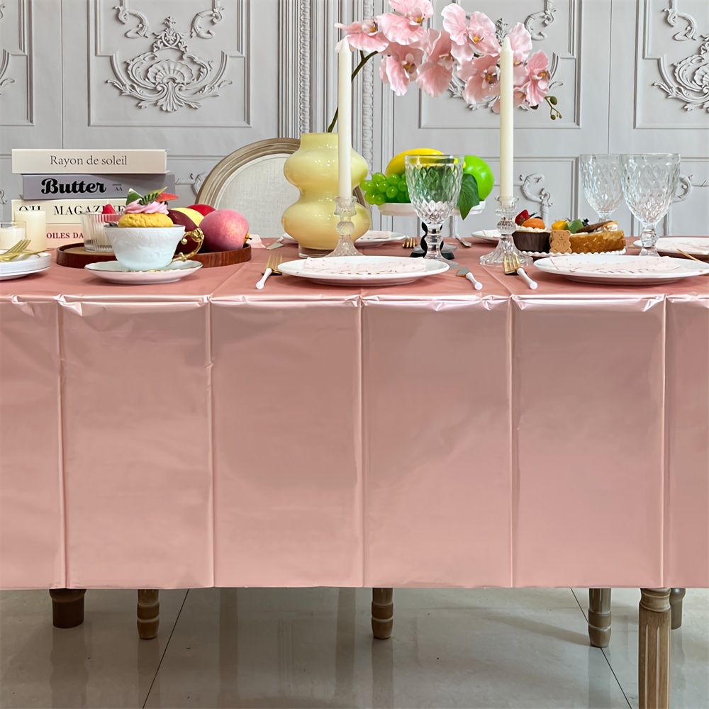 

Rose Golden Party Tablecloth: 54x72 Inch Aluminum Foil Table Cover For Wedding, Bridal Shower, Birthday, And General Events - Waterproof And Durable